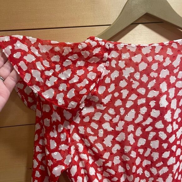 NWT FREE PEOPLE Red & White Frenchie Wrap Dress,size XS - Picture 8 of 8